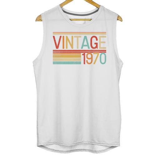 Vintage 1970 Birthday Retro Style 70's Born Nostalgia Party Premium Tri-Blend Unisex Tank Top - Figerry