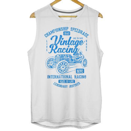 Vintage Racing Automotive Nostalgia Distressed Car Premium Tri-Blend Unisex Tank Top - Figerry