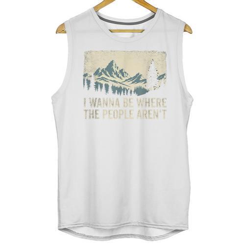 I Wanna Be Where The People Arent Hiking Camping Introvert Unisex Tank Top - Raresse