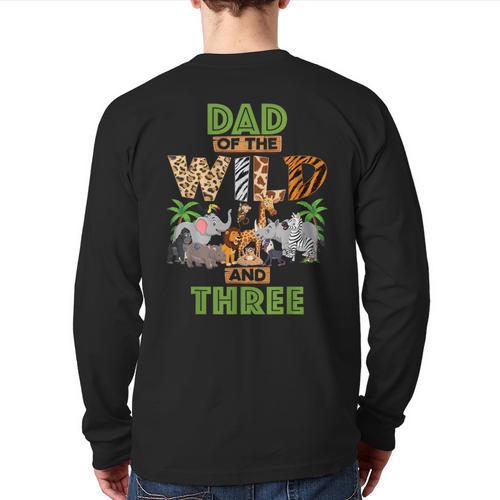 3rd Birthday Zoo Safari Jungle Dad Of The Wild And Three Long Sleeve T-Shirt Back Print - Father's Day Fun