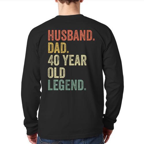 40th Birthday For Men Vintage Dad 1980 Long Sleeve T-Shirt Back Print - Father's Day Fun