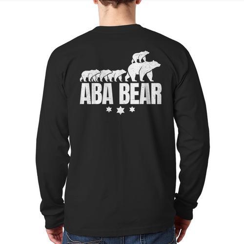 Aba Bear For Jewish Dad With Four Kids On Father's Day Long Sleeve T-Shirt Back Print - Father's Day Fun