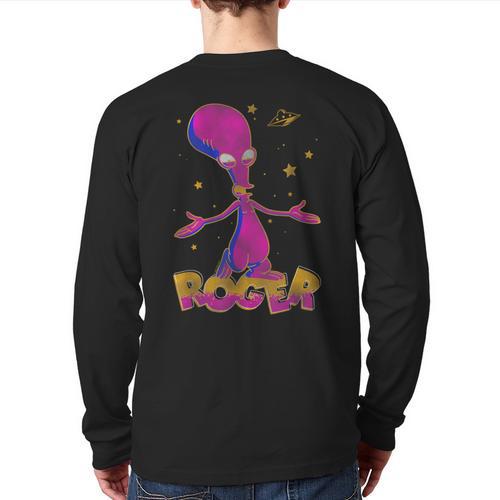 American Dad Outer Space Roger Cartoon Long Sleeve T-Shirt Back Print - Father's Day Fun