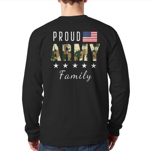 Army Graduation Proud Military Family Mom Dad Brother Sister Long Sleeve T-Shirt Back Print - Father's Day Fun