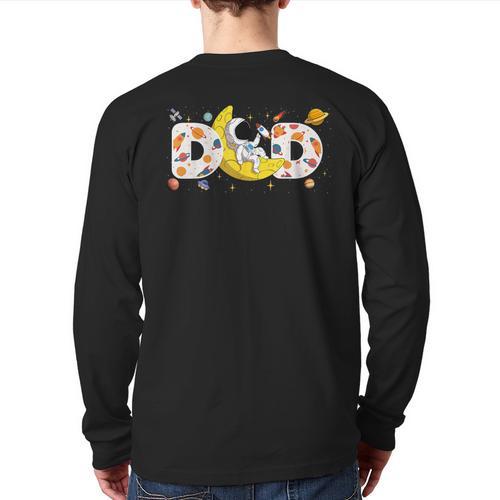 Astronaut Dad Space Birthday Planets Party Matching Family Long Sleeve T-Shirt Back Print - Father's Day Fun