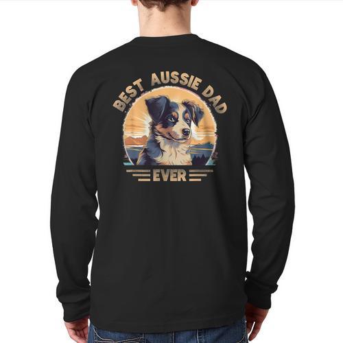 Aussie DAD Australian Shepherd Long Sleeve T-Shirt Back Print - Father's Day Fun