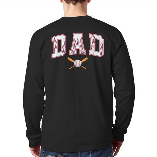 Baseball Dad Shirt Baseball Player Game Day Father's Day Long Sleeve T-Shirt Back Print - Father's Day Fun