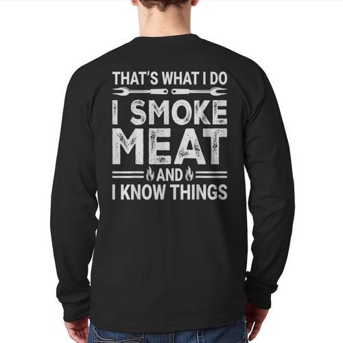 BBQ Grilling Dad Smoking Meat Barbecue Pun Pit Master Father Long Sleeve T-Shirt Back Print - Father's Day Fun