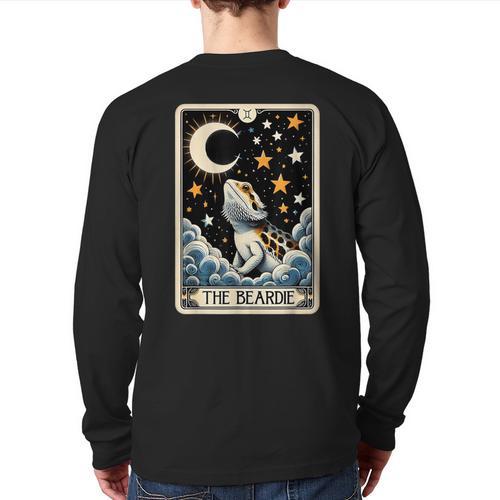 Bearded Dragon Tarot Card Beardie Mom Beardie Dad Men Women Long Sleeve T-Shirt Back Print - Father's Day Fun