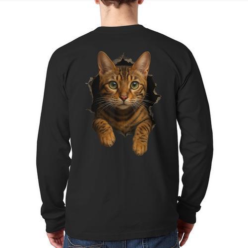 Bengal Cat Lover Animal Pet Bengal Cat Owner Mom Cat Dad Cat Men Women Kids Long Sleeve T-Shirt Back Print - Father's Day Fun