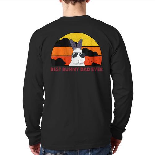 Best Bunny Dad Ever Rabbit Jumper Dad Long Sleeve T-Shirt Back Print - Father's Day Fun
