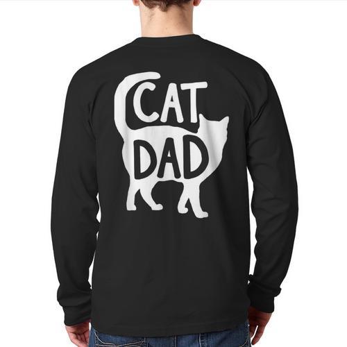 Best Cat Dad Fathers Day Men Kitty Daddy Papa Christmas Meow Long Sleeve T-Shirt Back Print - Father's Day Fun