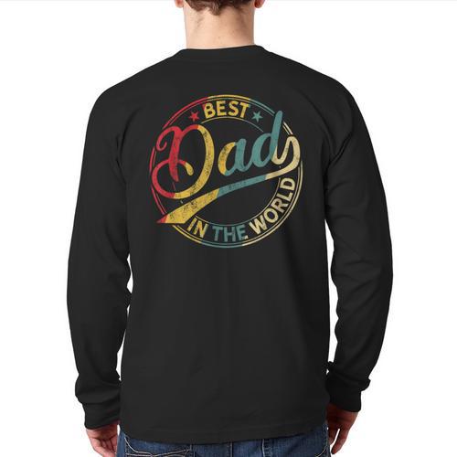 Best Dad In The World Father's Day Vintage Dad Long Sleeve T-Shirt Back Print - Father's Day Fun