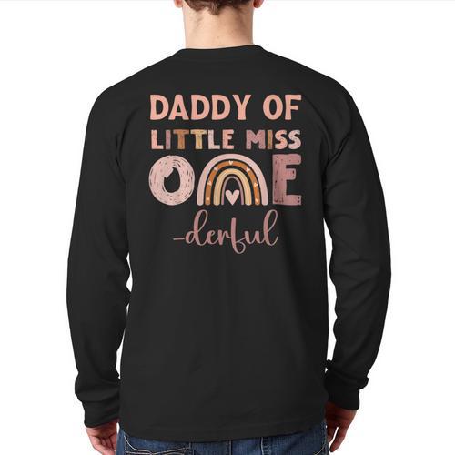 Boho Daddy Of Miss Onederful 1st Birthday Girl Cute Small Long Sleeve T-Shirt Back Print - Father's Day Fun