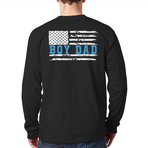 Boy Dad Proud Dad Of Boy Father Of Boy Shirt For Dad US Flag Long Sleeve T-Shirt Back Print - Father's Day Fun