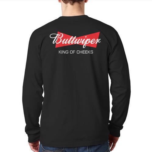 Buttwiper New Dad Beer Inspired Diaper Shower Long Sleeve T-Shirt Back Print - Father's Day Fun