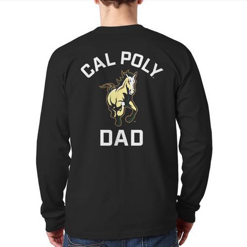 Cal Poly Mustangs Arched Dad Long Sleeve T-Shirt Back Print - Father's Day Fun