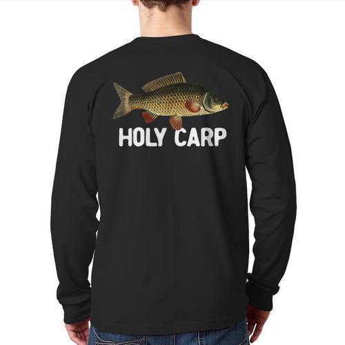 Carp Fish Pun Fishing Trip Fisherman Dad Holy Carp Long Sleeve T-Shirt Back Print - Father's Day Fun