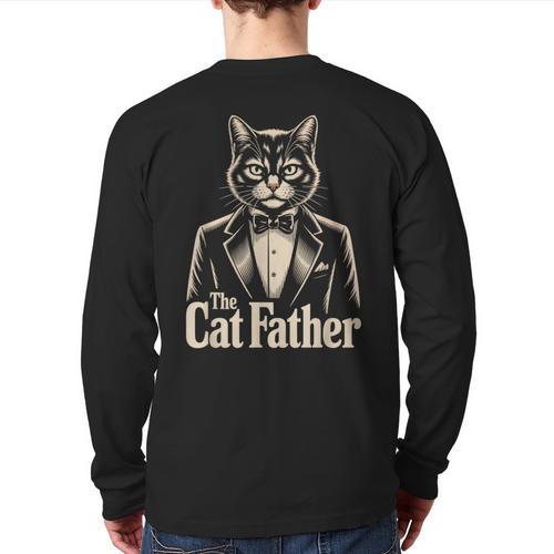 Cat Lover The CatFather Cat Dad Long Sleeve T-Shirt Back Print - Father's Day Fun
