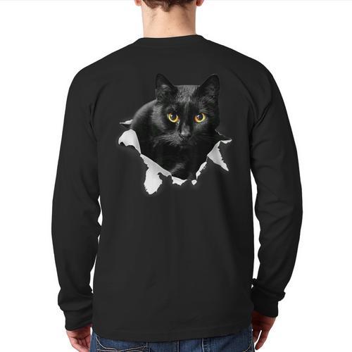 Cat Torn Cloth For Cat Lover Cat Dad Cat Mom Long Sleeve T-Shirt Back Print - Father's Day Fun