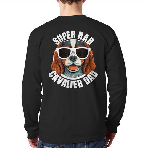 Cavalier King Charles Spaniel Dad Father’s Day Long Sleeve T-Shirt Back Print - Father's Day Fun