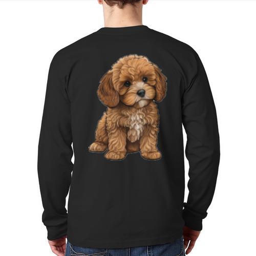 Cavapoo Breed Pet Lover Art Dog For Mom Dad Kids Long Sleeve T-Shirt Back Print - Father's Day Fun