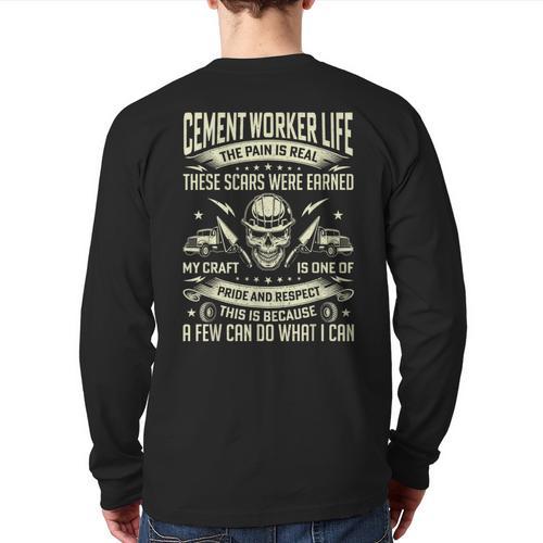 Cement Worker Life Concrete Finisher Dad Father Long Sleeve T-Shirt Back Print - Father's Day Fun