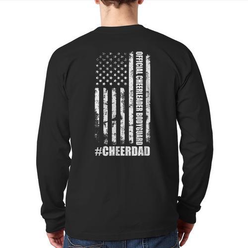 Cheer Dad Bodyguard Family Father Cheerleader Squad Long Sleeve T-Shirt Back Print - Father's Day Fun