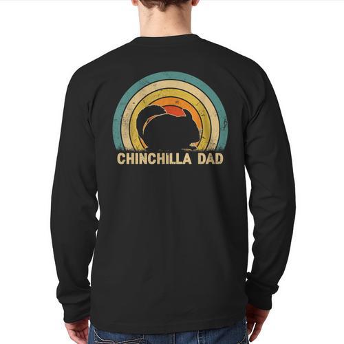 Chinchilla Dad Father's Day Chinchilla Lover Dad Daddy Long Sleeve T-Shirt Back Print - Father's Day Fun
