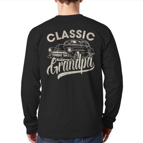 Classic Grandpa Saying Car Lover Men Dad Papa Grandpa Long Sleeve T-Shirt Back Print - Father's Day Fun