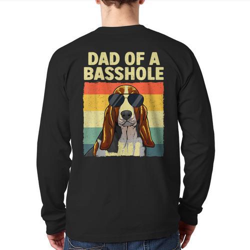 Cool Basset Hound For Men Dad Dog Basset Hound Lovers Long Sleeve T-Shirt Back Print - Father's Day Fun