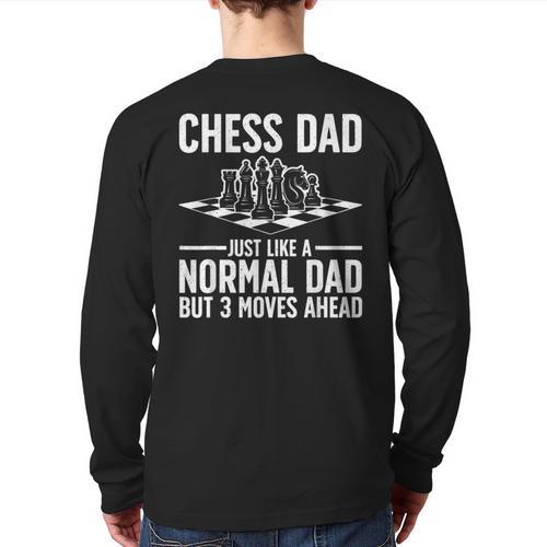 Cool Chess Player Art For Men Dad Knight Chess Lovers Pieces Small Long Sleeve T-Shirt Back Print - Father's Day Fun