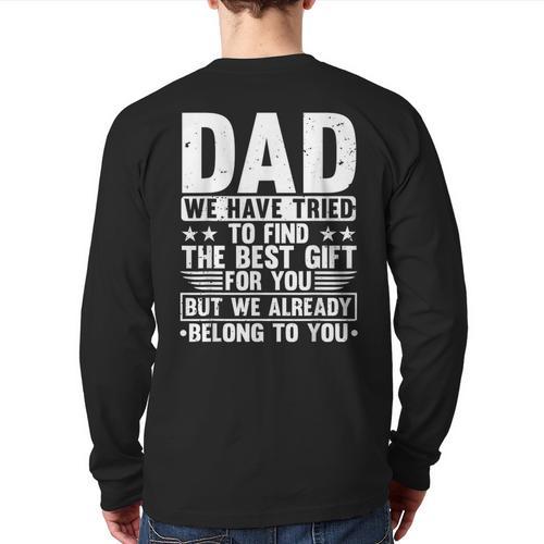 Cool Dad Art For Father Dad Stepfather From Son Daughter Long Sleeve T-Shirt Back Print - Father's Day Fun