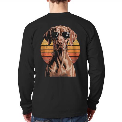 Cool Retro Vizsla Dog Mom Dad Vintage Pet Lovers Long Sleeve T-Shirt Back Print - Father's Day Fun