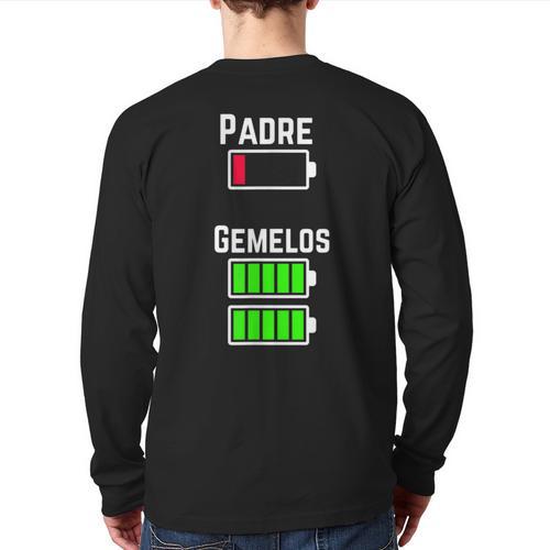 Cufflinks Battery Filled Tired Dad Low Battery Charge Long Sleeve T-Shirt Back Print - Father's Day Fun