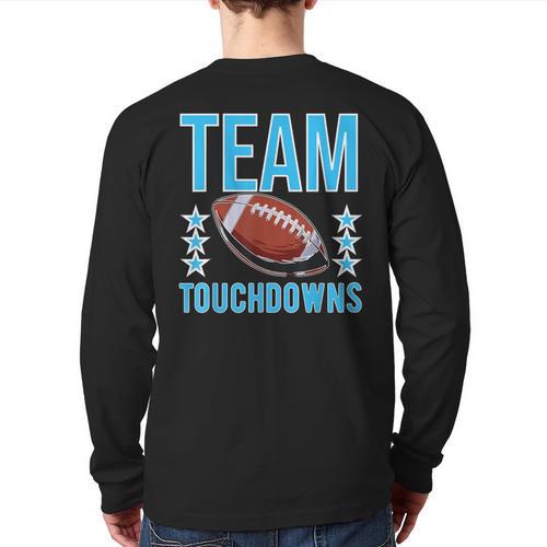 Cute Team Touchdowns Gender Reveal For Mom And Dad Long Sleeve T-Shirt Back Print - Father's Day Fun