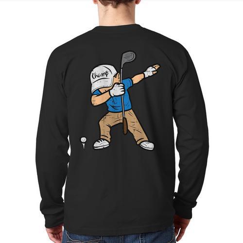 Dabbing Golfer Golfing Golfer Dad Men Boys Kids Youth Long Sleeve T-Shirt Back Print - Father's Day Fun