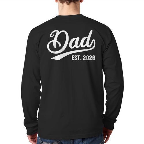 Dad 2026 Father Since 2026 Retro Dad Est 2026 Long Sleeve T-Shirt Back Print - Father's Day Fun