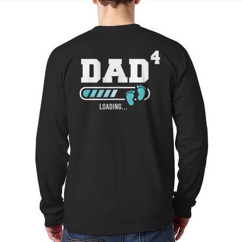 Dad 4 Fourth Time Dad Dad Of Four Long Sleeve T-Shirt Back Print - Father's Day Fun
