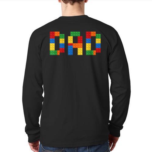 Dad Of The Birthday Boy Building Blocks Bricks Builder Long Sleeve T-Shirt Back Print - Father's Day Fun
