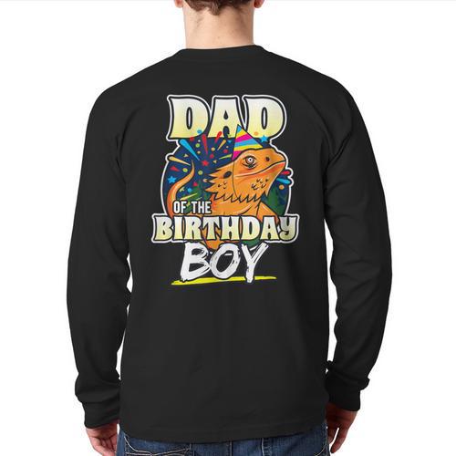 Dad Of Birthday Boy Kids Reptile Birthday Party Long Sleeve T-Shirt Back Print - Father's Day Fun