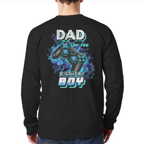 Dad Of The Birthday Boy Matching Video Game Birthday Party Long Sleeve T-Shirt Back Print - Father's Day Fun
