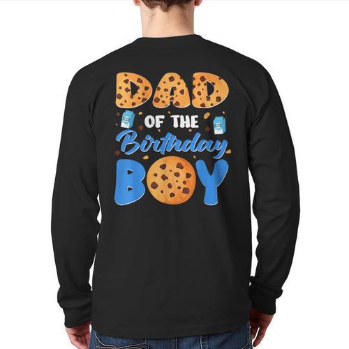 Dad Of The Birthday Boy Milk And Cookies 1 Year Old Long Sleeve T-Shirt Back Print - Father's Day Fun