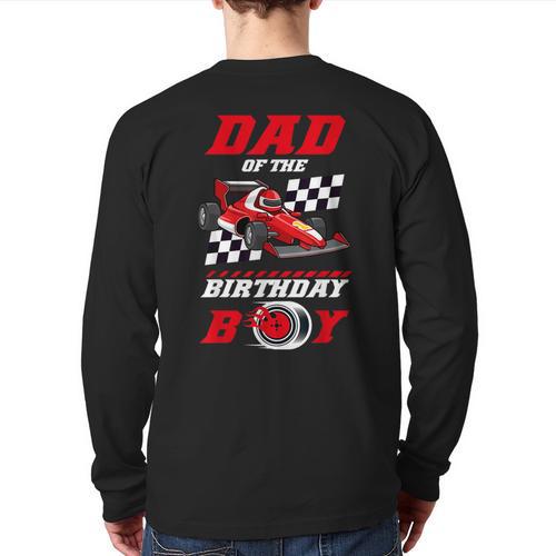 Dad Of The Birthday Boy Pit Crew Race Car Matching Family Long Sleeve T-Shirt Back Print - Father's Day Fun