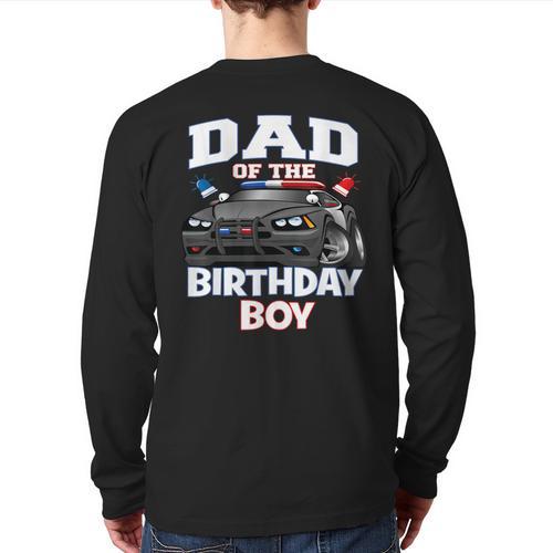 Dad Of The Birthday Boy Policeman Officer Party Long Sleeve T-Shirt Back Print - Father's Day Fun