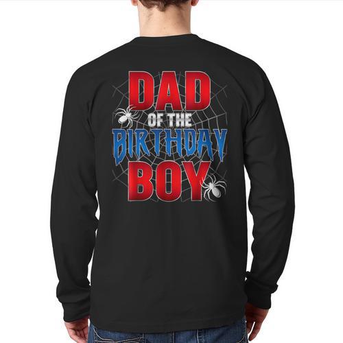 Dad Of The Birthday Boy Spider Web Birthday Party Matching Long Sleeve T-Shirt Back Print - Father's Day Fun