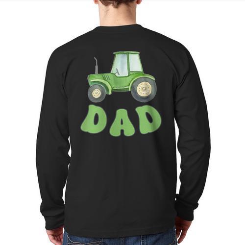 Dad Of The Birthday Boy Tractor Farm Trucks Family Party Long Sleeve T-Shirt Back Print - Father's Day Fun