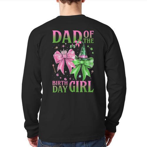 Dad Of The Birthday Girl Coquette Matching Family Party Long Sleeve T-Shirt Back Print - Father's Day Fun