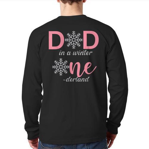 Dad Of The Birthday For Girl Winter Onederland 1st Birthday Long Sleeve T-Shirt Back Print - Father's Day Fun