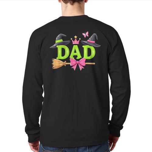Dad Of The Birthday Girl Witch Family Party Decorations Long Sleeve T-Shirt Back Print - Father's Day Fun